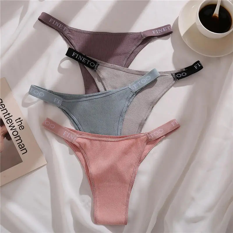 3PCS/Set Cotton Panties Briefs Women Underpants Female Sexy Panties Thong Women's Pantys Underwear Solid Color Intimate Lingerie