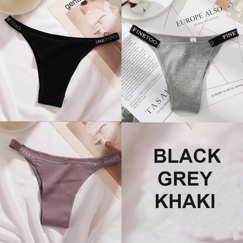 3PCS/Set Cotton Panties Briefs Women Underpants Female Sexy Panties Thong Women's Pantys Underwear Solid Color Intimate Lingerie