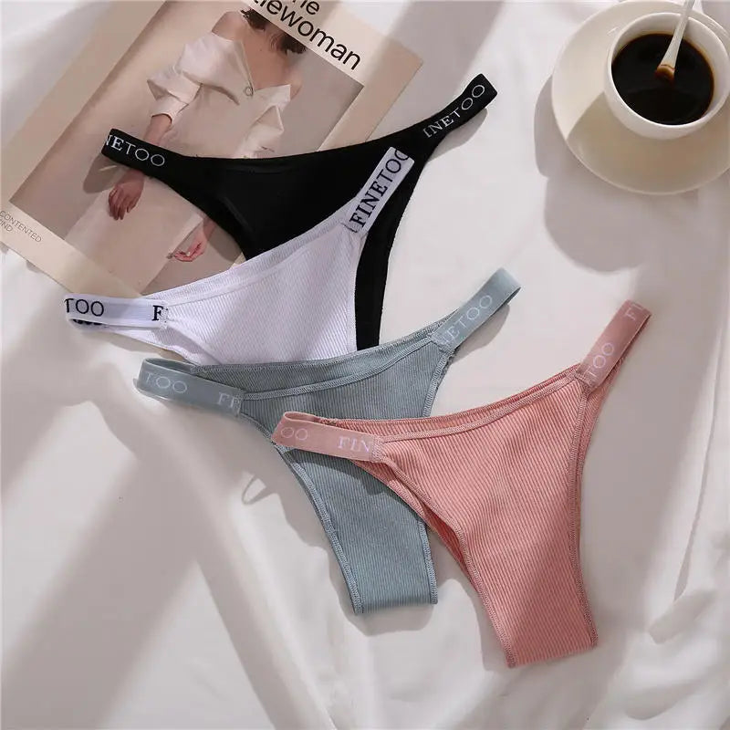 3PCS/Set Cotton Panties Briefs Women Underpants Female Sexy Panties Thong Women's Pantys Underwear Solid Color Intimate Lingerie