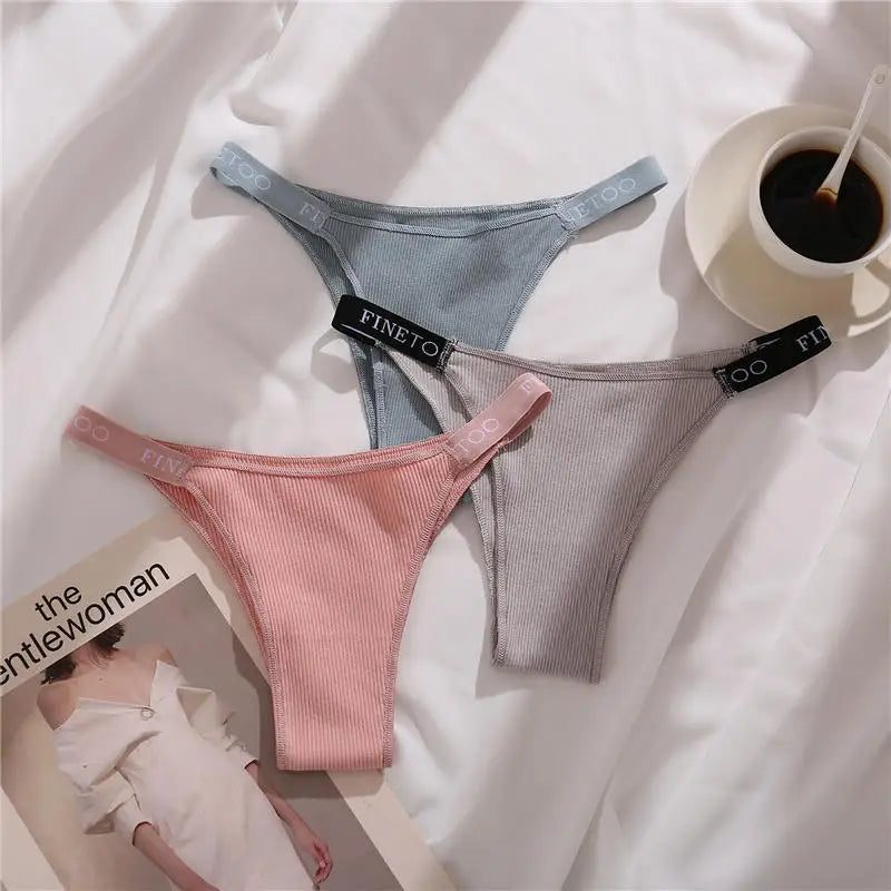 3PCS/Set Cotton Panties Briefs Women Underpants Female Sexy Panties Thong Women's Pantys Underwear Solid Color Intimate Lingerie