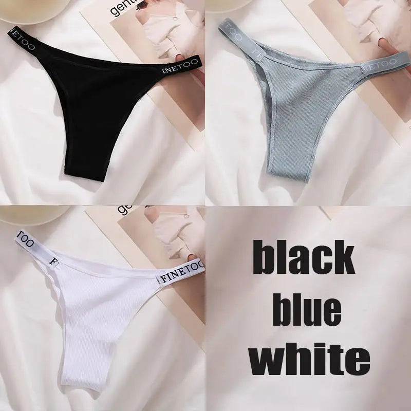 3PCS/Set Cotton Panties Briefs Women Underpants Female Sexy Panties Thong Women's Pantys Underwear Solid Color Intimate Lingerie