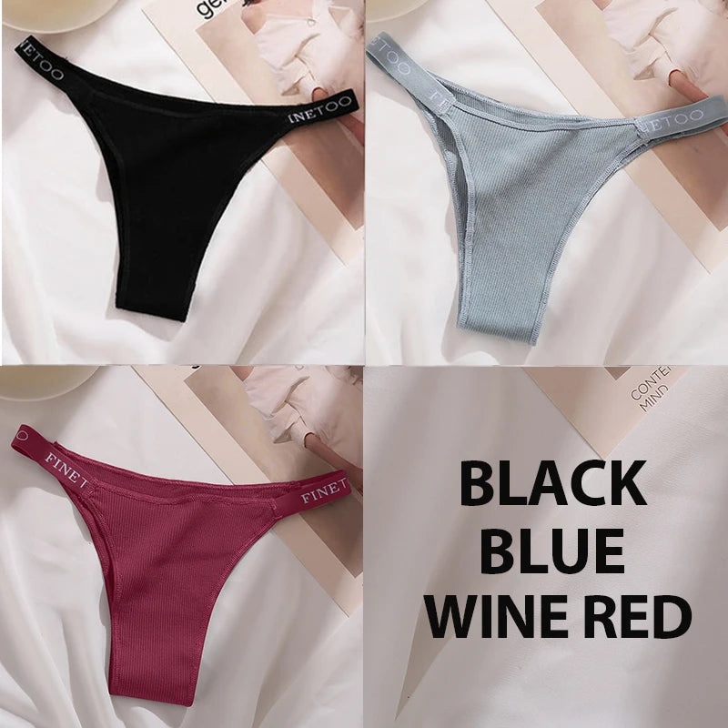 3PCS/Set Cotton Panties Briefs Women Underpants Female Sexy Panties Thong Women's Pantys Underwear Solid Color Intimate Lingerie