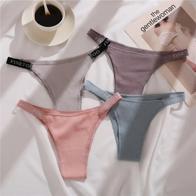 3PCS/Set Cotton Panties Briefs Women Underpants Female Sexy Panties Thong Women's Pantys Underwear Solid Color Intimate Lingerie