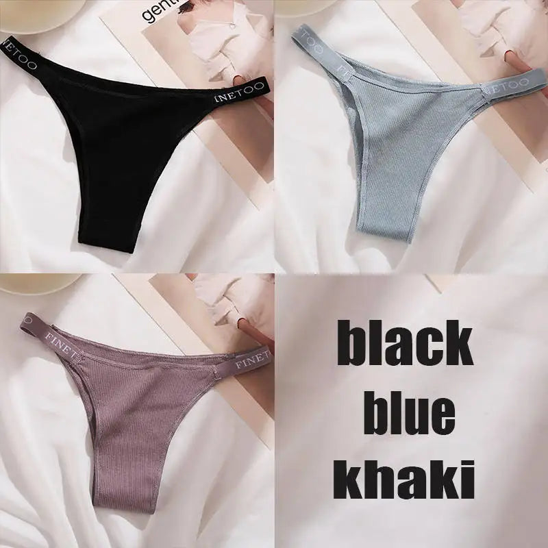 3PCS/Set Cotton Panties Briefs Women Underpants Female Sexy Panties Thong Women's Pantys Underwear Solid Color Intimate Lingerie