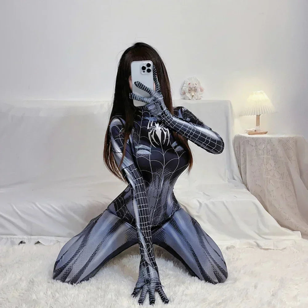 Costume de film de super-héros cosplay combinaison Avengers Venom Spider-Man corset pour femme fille tenue en spandex