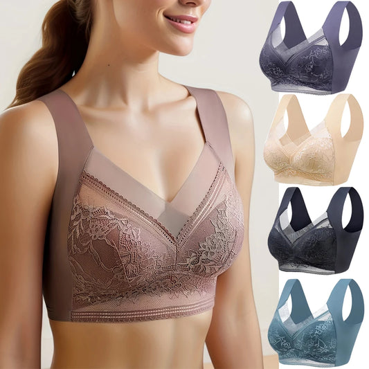 Soutien-gorge grande taille L-6L pour femmes, push-up en soie glacée