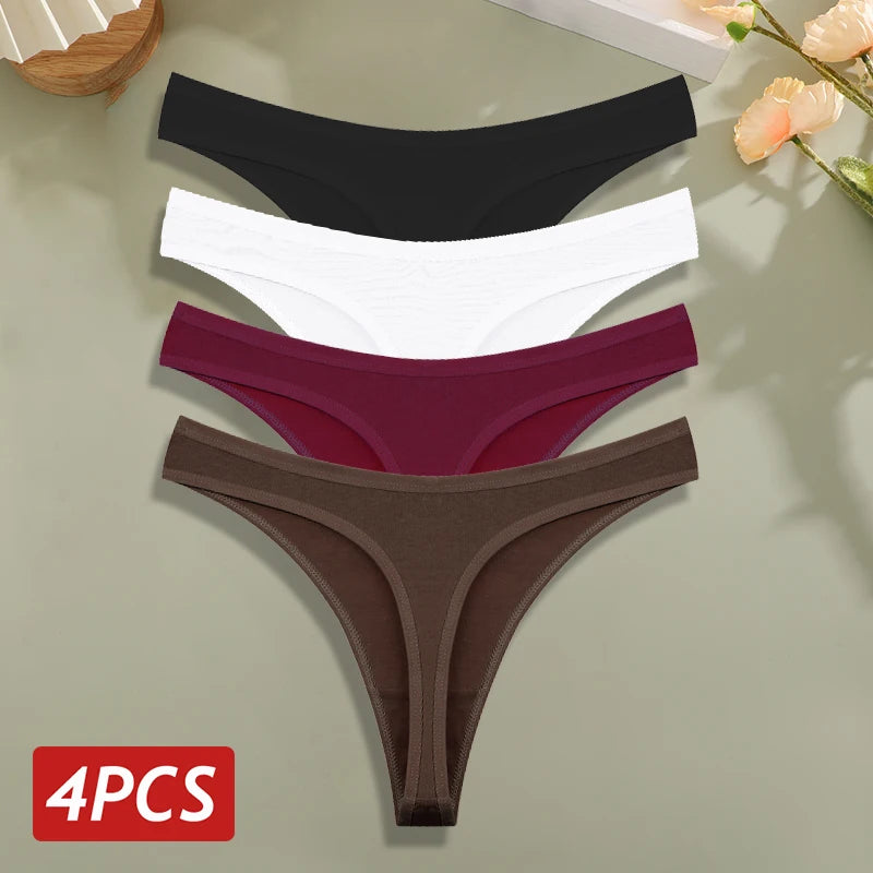 strings en coton pour femme – Sous-vêtements sexy taille basse, ultra-fins et sans couture, culottes G-string douces et invisibles