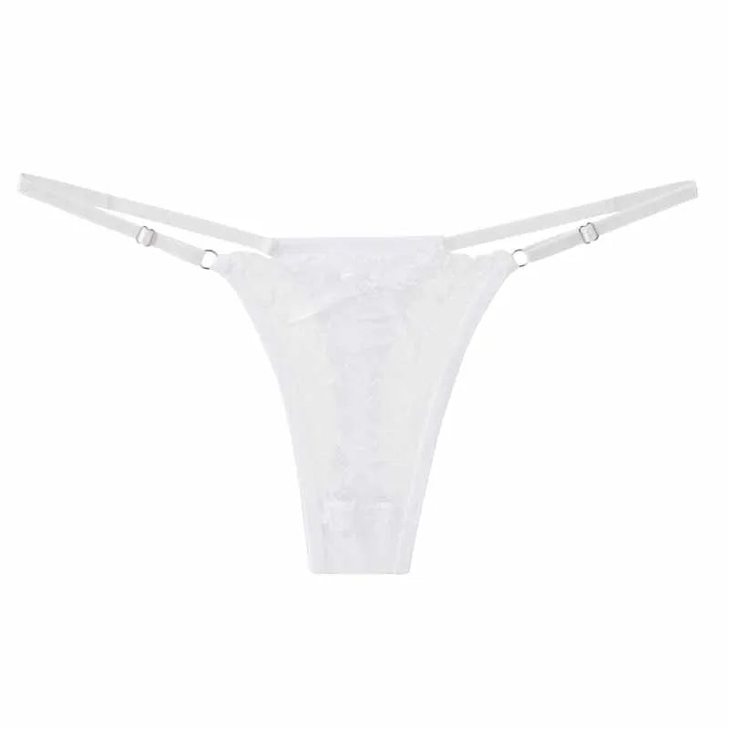 Strings sexy en dentelle ajustables pour femme – Culottes taille basse ajourées, sous-vêtements respirants et transparents, lingerie sensuelle.