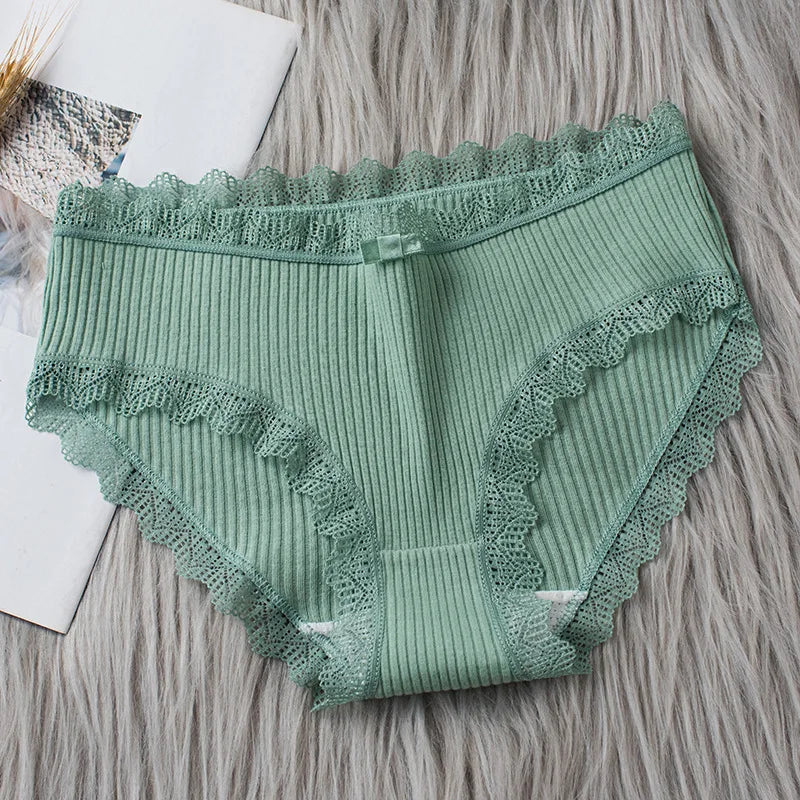 culottes en dentelle avec bordure ondulée, sous-vêtements élastiques confortables et respirants, lingerie et sous-vêtements pour femmes.