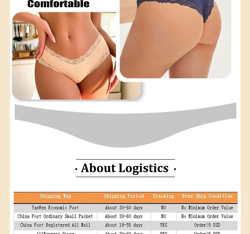 5PCS/Set Women Lace Seamless Cotton Panties Sexy Brazilian Pants Ribbed Breathable Girls Underwear Soft Plus Size Lingerie S-XL