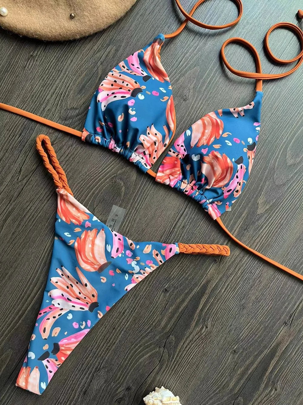 Bikini taille haute sexy pour femme – Ensemble de maillot de bain échancré, imprimé zèbre, style brésilien