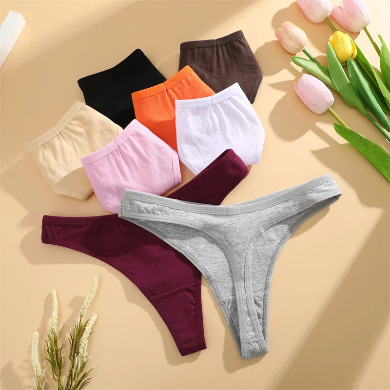 strings en coton pour femme – Sous-vêtements sexy taille basse, ultra-fins et sans couture, culottes G-string douces et invisibles