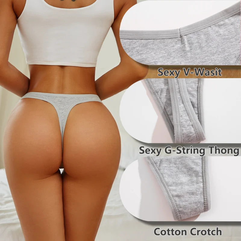 strings en coton pour femme – Sous-vêtements sexy taille basse, ultra-fins et sans couture, culottes G-string douces et invisibles