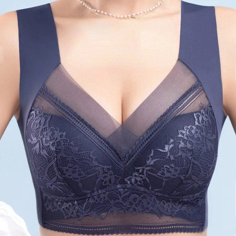 Soutien-gorge grande taille L-6L pour femmes, push-up en soie glacée