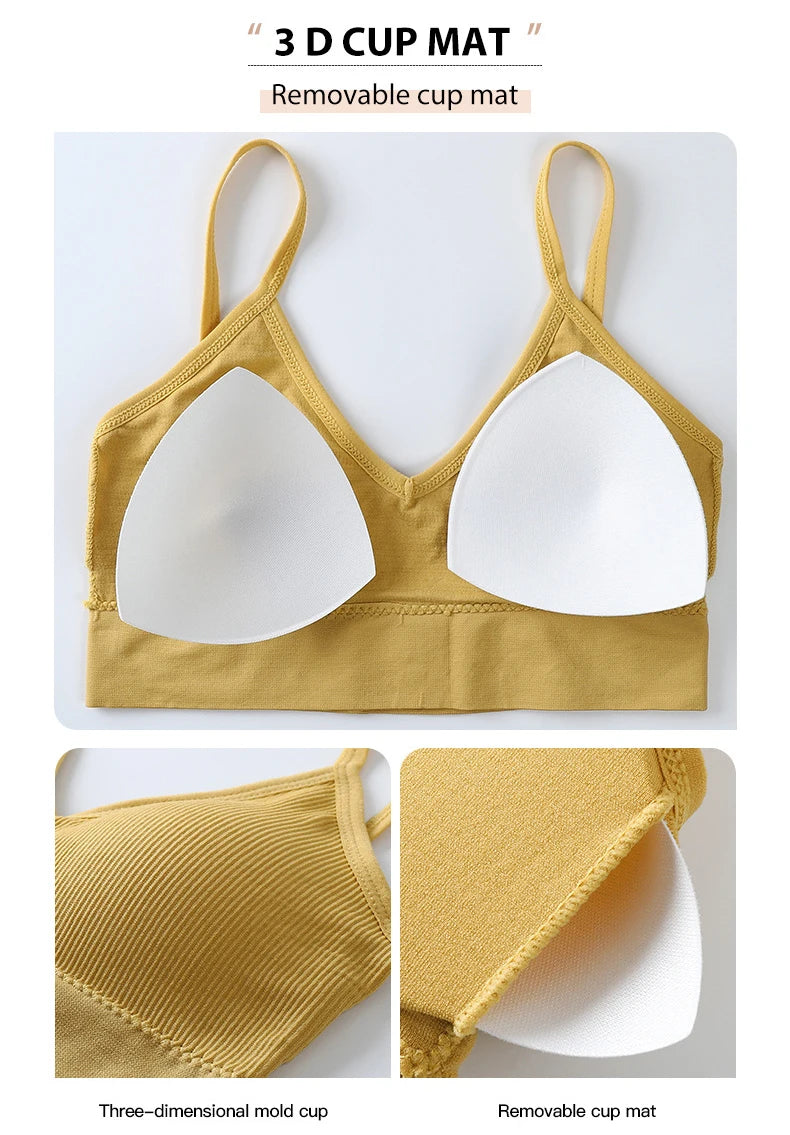 Ensemble de sous-vêtements sans couture pour femme – Soutien-gorge rembourré, string taille basse, lingerie en coton confortable et sans armatures