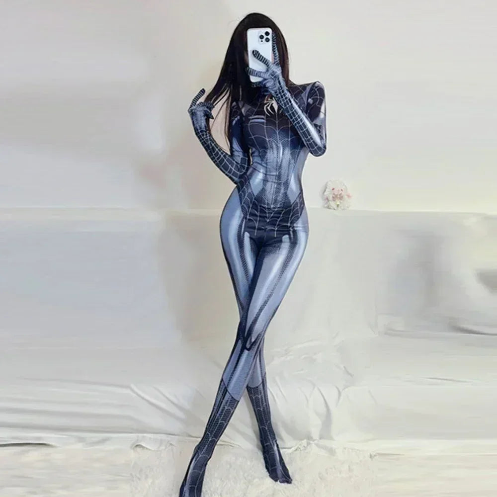 Costume de film de super-héros cosplay combinaison Avengers Venom Spider-Man corset pour femme fille tenue en spandex