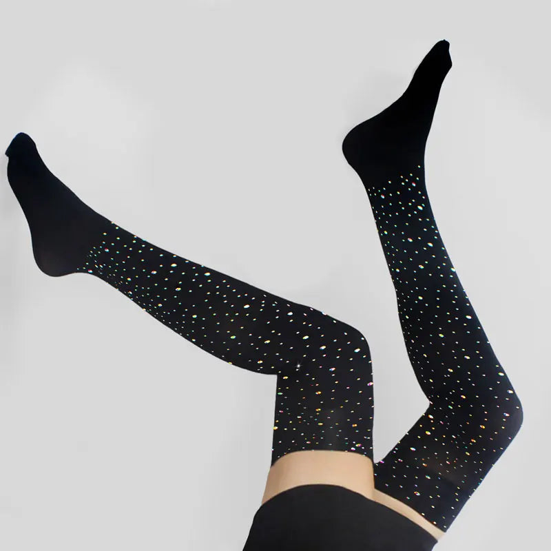 Bas longs sexy avec strass pour femme – Chaussettes hautes jusqu’aux cuisses, bas au-dessus du genou, style Lolita